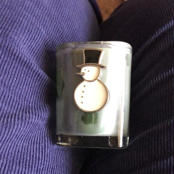 New-Small Glass Candle-Metal Snowman Decal-No Disc - Picture 5 of 5